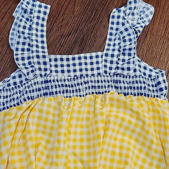 SHEIN Colorblock Gingham Midi Ruffle Tiered Dress M SO CUTE! - Picture 5 of 8